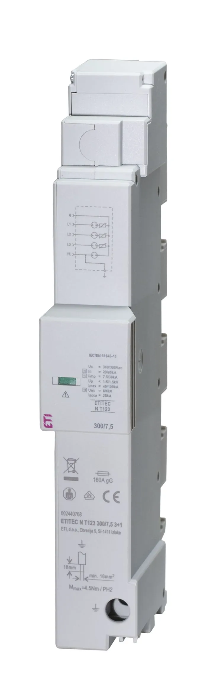 Surge arrester ETITEC N T123 300/7,5 3+0 002440765
