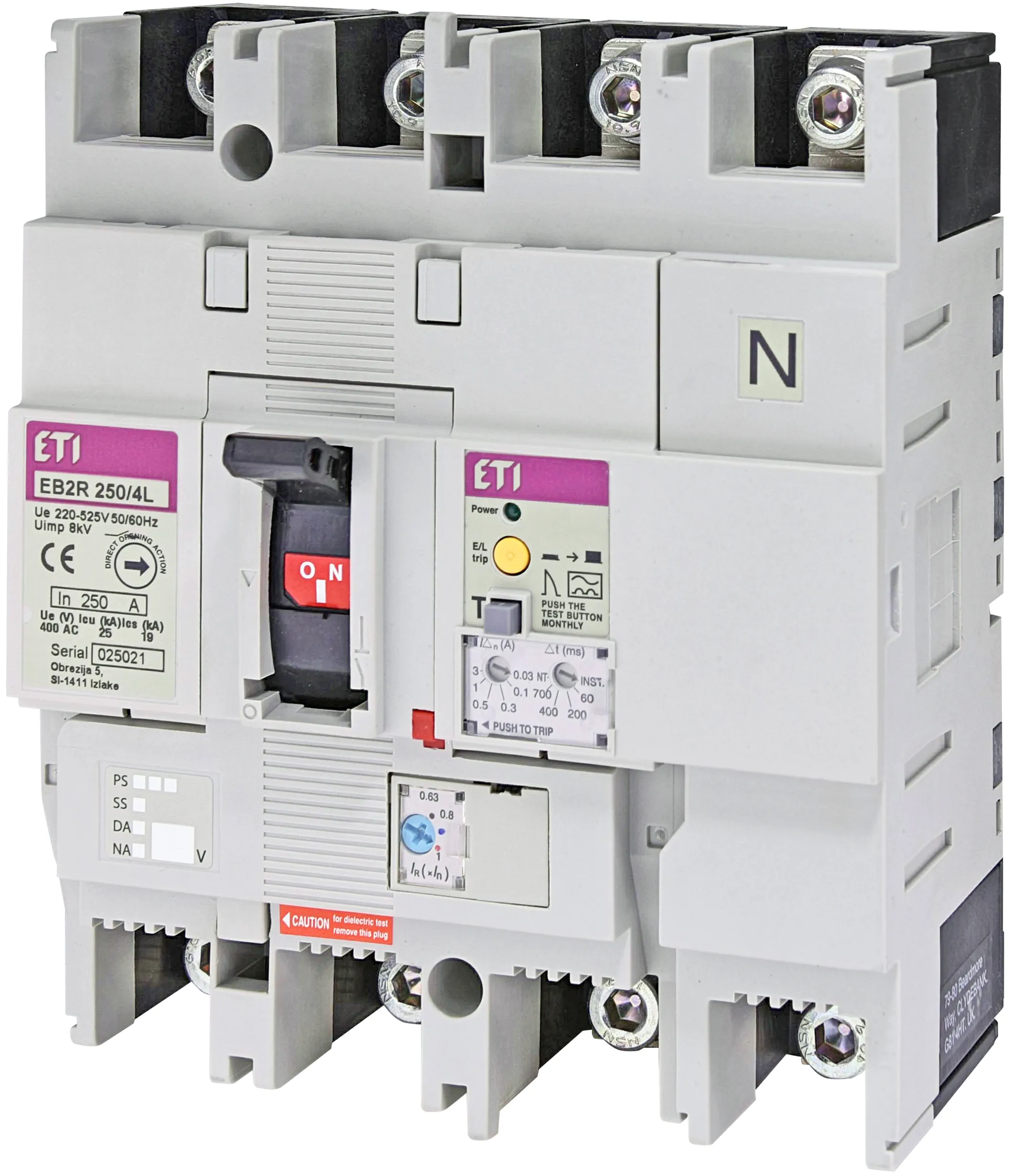 Molded Case Circuit Breaker EB2R 250/4L 250A 4P 004671584