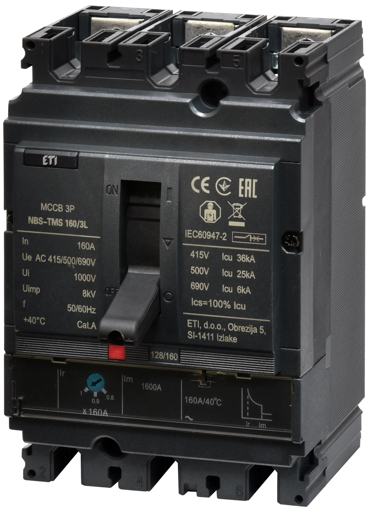 Molded Case Circuit Breaker NBS-TMS 160/3L 160A 3P 004673009