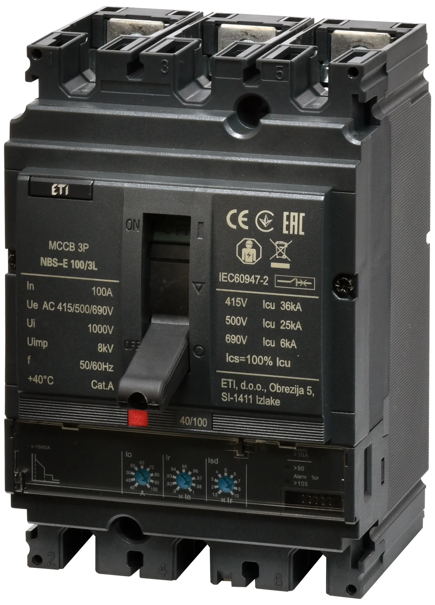 Molded Case Circuit Breaker NBS-E 100/3L 100A 3P 004673041