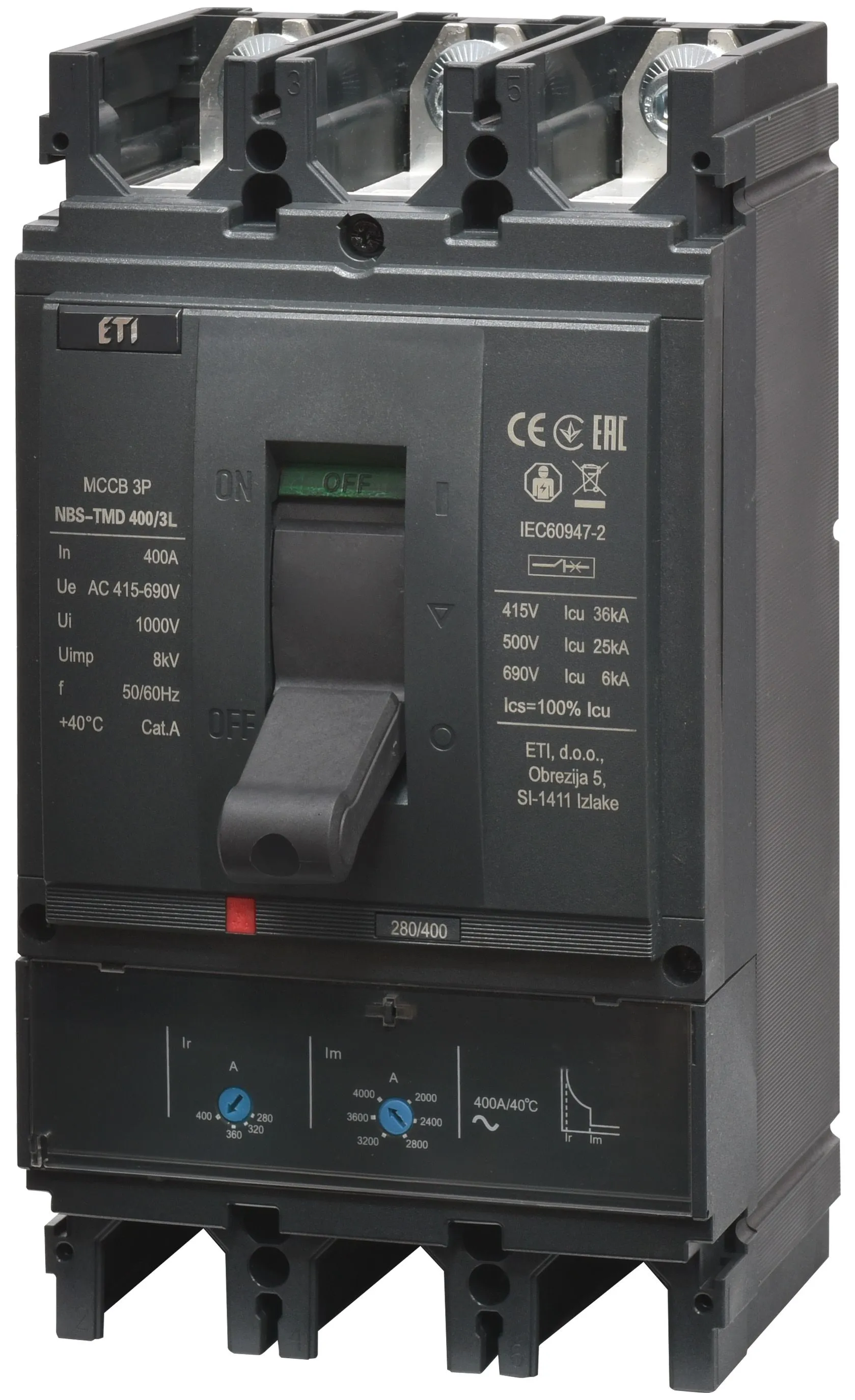 Molded Case Circuit Breaker NBS-TMD 400/3L 400A 3P 004673102